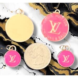 3 Piece Hot Pink Round Earring/Necklace Making Charm Pendant Set
